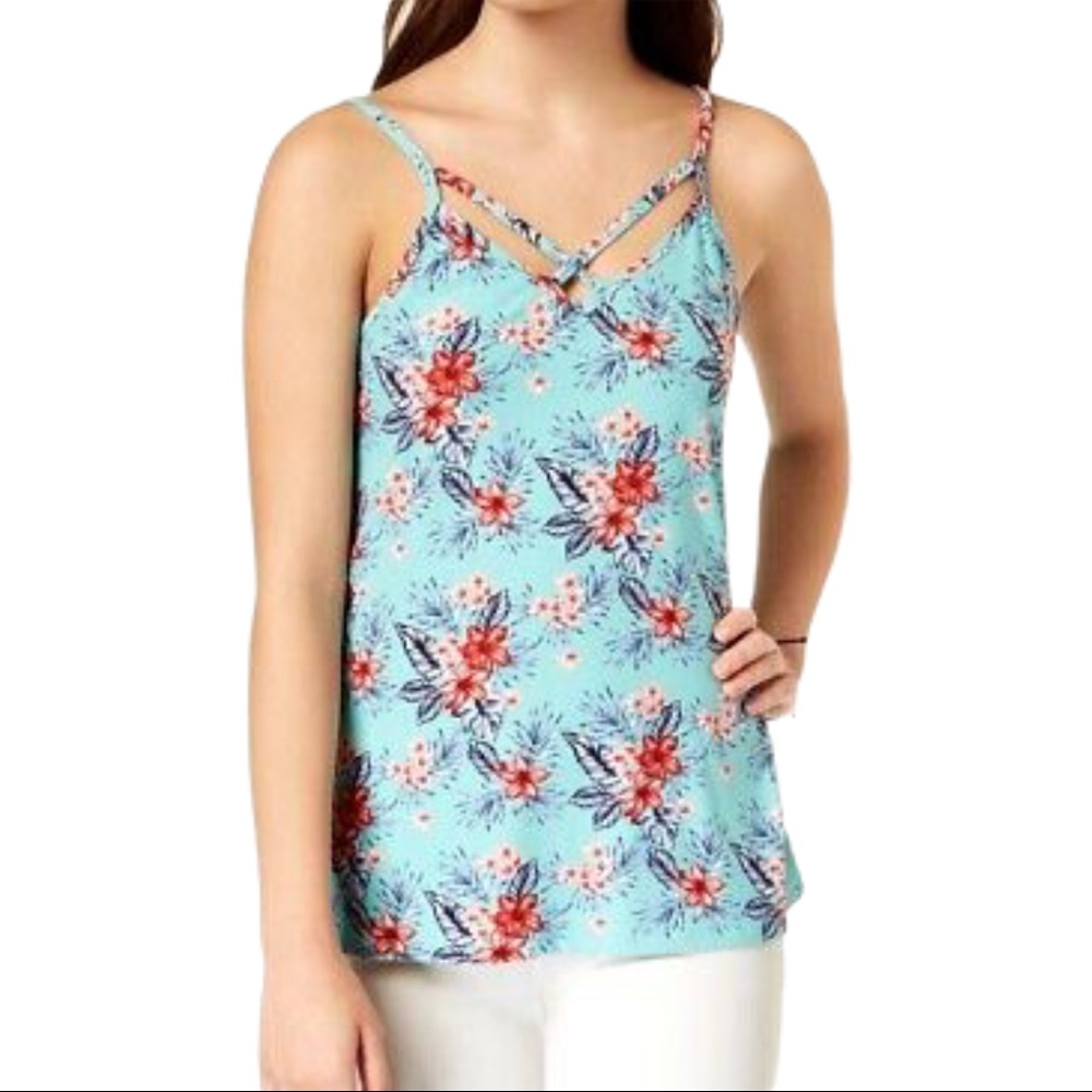 NWT Ultra Flirt Aloha Floral Strappy Tank Top